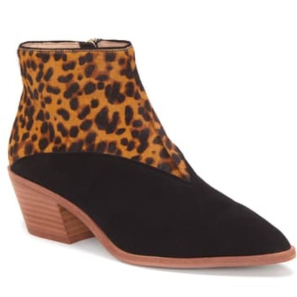 NEW Louise et Cie Vada Leopard PRINT Ankle Boot BOOTIE CALF HAIR SUEDE SIZE 7 - Picture 6 of 9